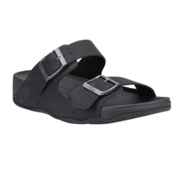 FitFlop Mens Gogh Moc Leather Sliders - 9 UK, Black