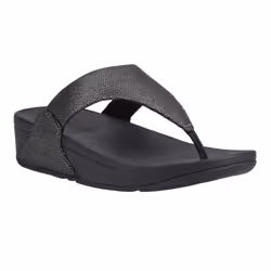 FitFlop Womens/Ladies Lulu Glitz Leather Toe Post Sandals - 7 UK, Pewter Black