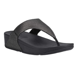 FitFlop Womens/Ladies Lulu Glitz Leather Toe Post Sandals - 7 UK, Pewter Black