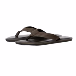 Jack And Jones Mens Washton Leather Flip Flops - 12 UK, Brown Stone