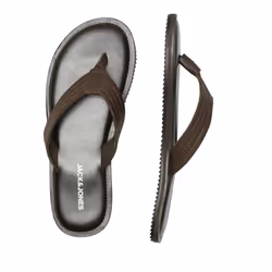 Jack And Jones Mens Washton Leather Flip Flops - 12 UK, Brown Stone