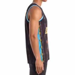 Amplified Mens Dust N Bones Guns N Roses Basketball Jersey - XL, Black/Red/Blue