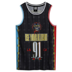 Amplified Mens Dust N Bones Guns N Roses Basketball Jersey - M, Black/Red/Blue