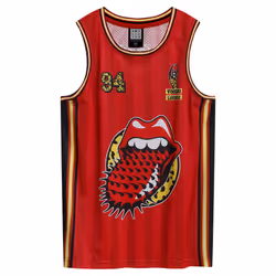 Amplified Mens Voodoo Lounge The Rolling Stones Basketball Jersey - XL, Red