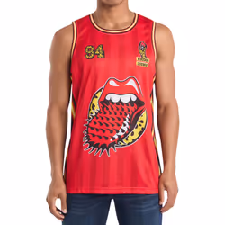 Amplified Mens Voodoo Lounge The Rolling Stones Basketball Jersey - XL, Red