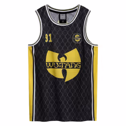 Amplified Mens Cream Wu-Tang Clan Basketball Jersey - M, Black/Yellow