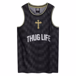 Amplified Mens Tupac Shakur Basketball Jersey - L, Black