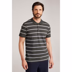 Mountain Warehouse Mens Wren Stripe Cotton Polo Shirt - 3XL, Khaki Green