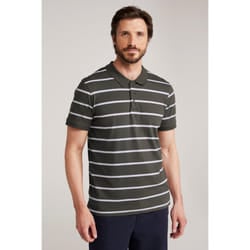 Mountain Warehouse Mens Wren Stripe Cotton Polo Shirt - 3XL, Khaki Green