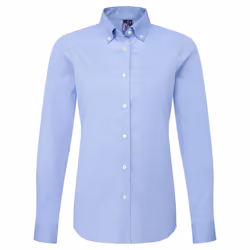 Premier Womens/Ladies Supreme Oxford Long-Sleeved Shirt - XS, Blue Oxford