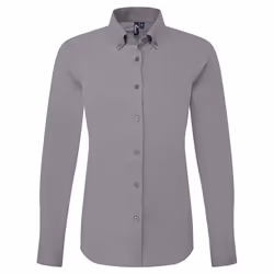 Premier Womens/Ladies Supreme Oxford Long-Sleeved Shirt - S, Steel Grey