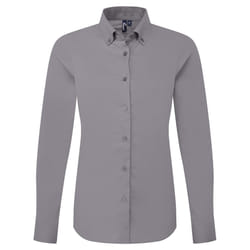 Premier Womens/Ladies Supreme Oxford Long-Sleeved Shirt - L, Steel Grey
