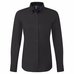 Premier Womens/Ladies Supreme Oxford Long-Sleeved Shirt - XS, Black