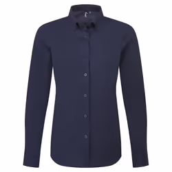 Premier Womens/Ladies Supreme Oxford Long-Sleeved Shirt - M, Navy