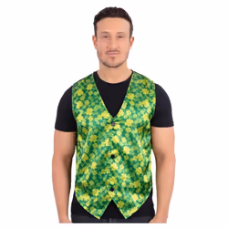 Smiffys Mens Shamrock Costume Waistcoat - XL, Green/Yellow