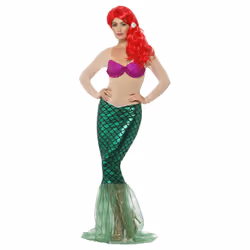 Smiffys Womens/Ladies Deluxe Mermaid Costume - M, Green/Pink/Nude