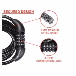 Master Lock Self Coiling Combination Cable 1.8m X 8mm