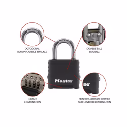 Master Lock Excell 4-digit Black Finish Combination 50mm Padlock