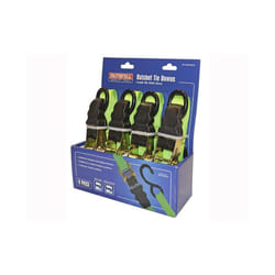 Faithfull Ratchet Tie-downs 5m X 25mm Green 4 Piece