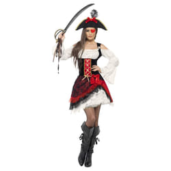 Smiffys Womens/Ladies Glamorous Pirate Costume Set - L, Red/White/Black
