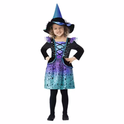 Smiffys Girls Cosmic Witch Costume Set - 1-2 Years, Black/Purple/Turquoise