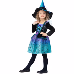 Smiffys Girls Cosmic Witch Costume Set - 1-2 Years, Black/Purple/Turquoise