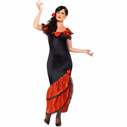 Smiffys Womens/Ladies Senorita Flamenco Costume - L, Black/Red