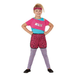 Smiffys Girls 80s Relax Costume Set - 10-12 Years, Pink/Blue/Black