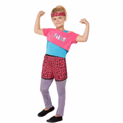Smiffys Girls 80s Relax Costume Set - 10-12 Years, Pink/Blue/Black