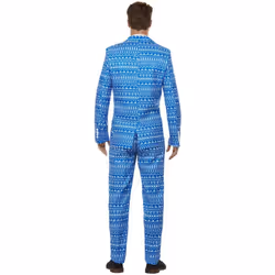 Smiffys Mens Wrapping Paper Costume Suit - L, Blue/White