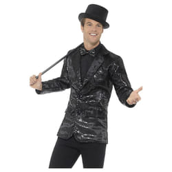 Smiffys Mens Sequin Costume Jacket - M, Black