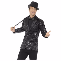 Smiffys Mens Sequin Costume Jacket - L, Black