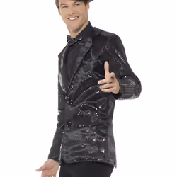 Smiffys Mens Sequin Costume Jacket - L, Black