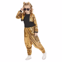 Smiffys Girls 80s Hammertime Costume Set - 4-6 Years, Black/Gold