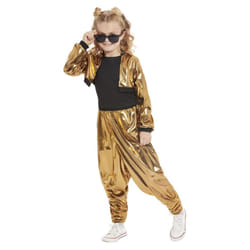 Smiffys Girls 80s Hammertime Costume Set - 4-6 Years, Black/Gold
