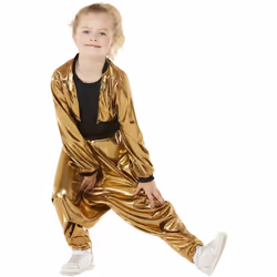 Smiffys Girls 80s Hammertime Costume Set - 4-6 Years, Black/Gold