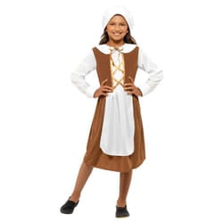 Smiffys Girls Tudor Costume Set - 4-6 Years, Brown