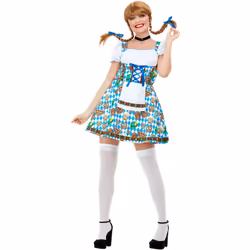Smiffys Womens/Ladies Beer Maiden Oktoberfest Costume Dress - XS, Blue/White