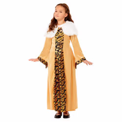 Smiffys Girls Deluxe Medieval Countess Costume Set - 10-12 Years, Gold/Black