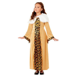 Smiffys Girls Deluxe Medieval Countess Costume Set - 10-12 Years, Gold/Black