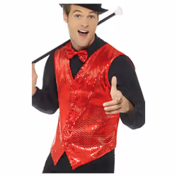 Smiffys Unisex Adult Sequin Costume Vest - L, Red