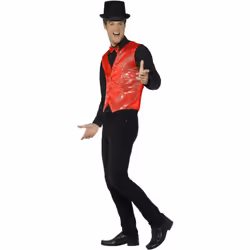 Smiffys Unisex Adult Sequin Costume Vest - L, Red
