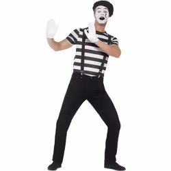 Smiffys Mens Mime Artist Costume Set - L, Black/White