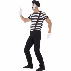 Smiffys Mens Mime Artist Costume Set - L, Black/White