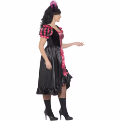 Smiffys Womens/Ladies Curves Sassy Saloon Costume - XL, Pink/Black