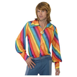 Smiffys Unisex Adult 1970s Rainbow Shirt - L, Multicoloured