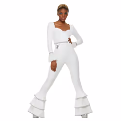 Smiffys Womens/Ladies 70s Deluxe Glam Bodysuit - S, White