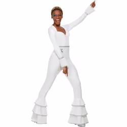 Smiffys Womens/Ladies 70s Deluxe Glam Bodysuit - S, White