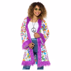 Smiffys Womens/Ladies 60s Groovy Hippie Coat - M, Multicoloured