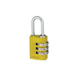 Abus Mechanical 145 Series Aluminium Combination Padlock - 20 mm, Yellow